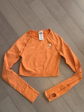 Gymshark Orange Seamless Crop Top with Thumb Holes